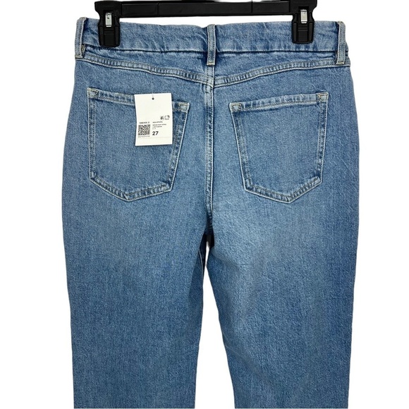 NWT Forever 21 Women’s Blue Jeans Sz 4 (27) Light Wash Mid-Rise Curved Straight - Picture 4 of 16